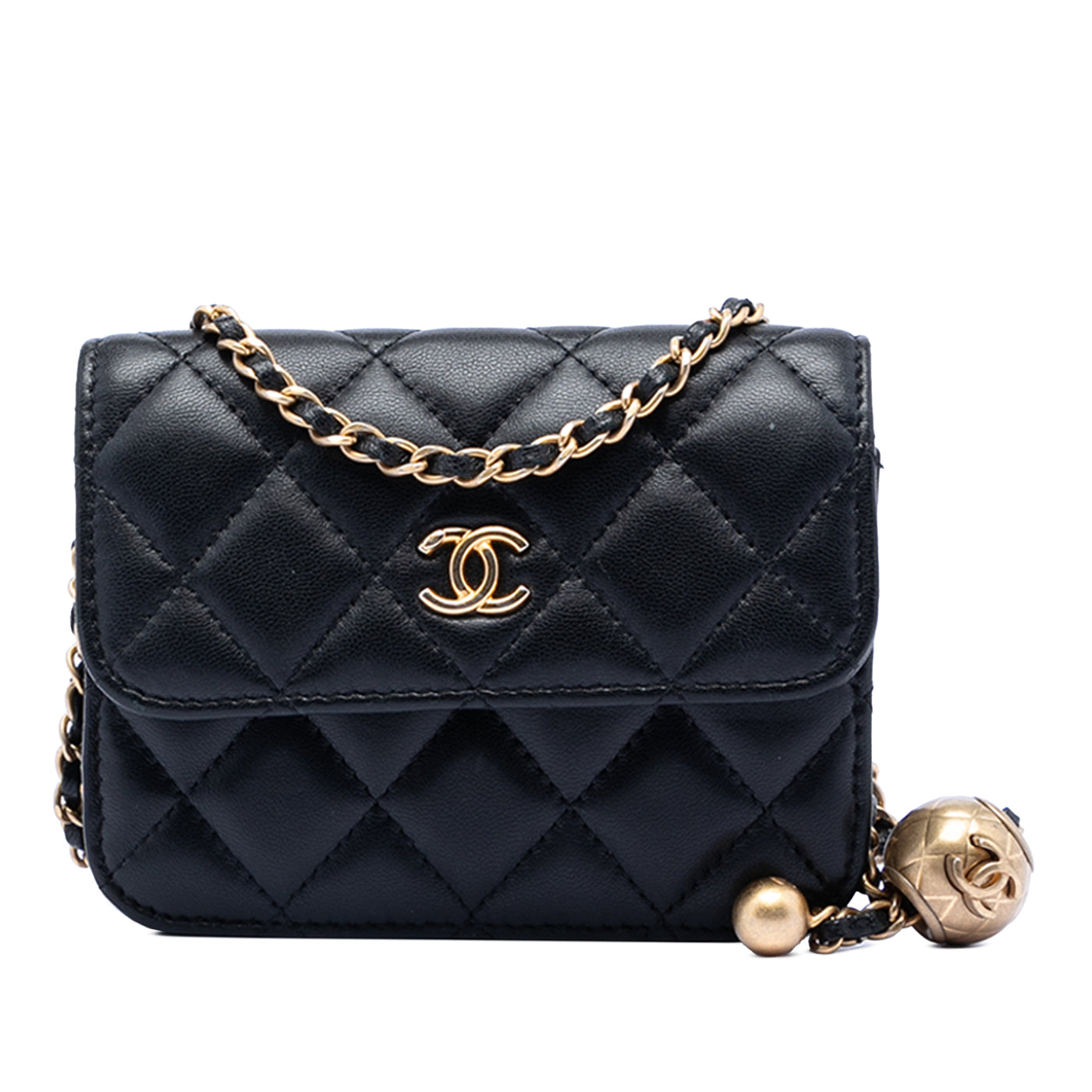 Mini Lambskin Pearl Crush Clutch with Chain - Image 1