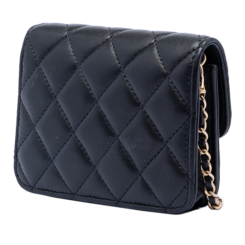 Mini Lambskin Pearl Crush Clutch with Chain - Image 2