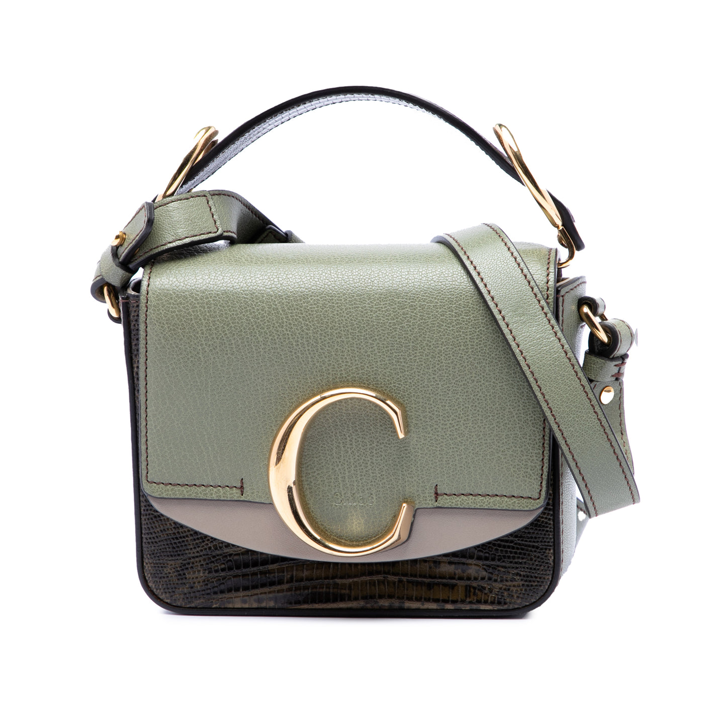Mini Tricolor Croc Embossed Calfskin C Satchel - Image 1