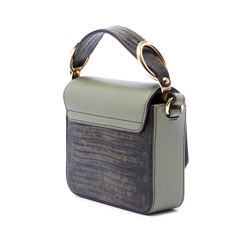 Mini Tricolor Croc Embossed Calfskin C Satchel - Image 2