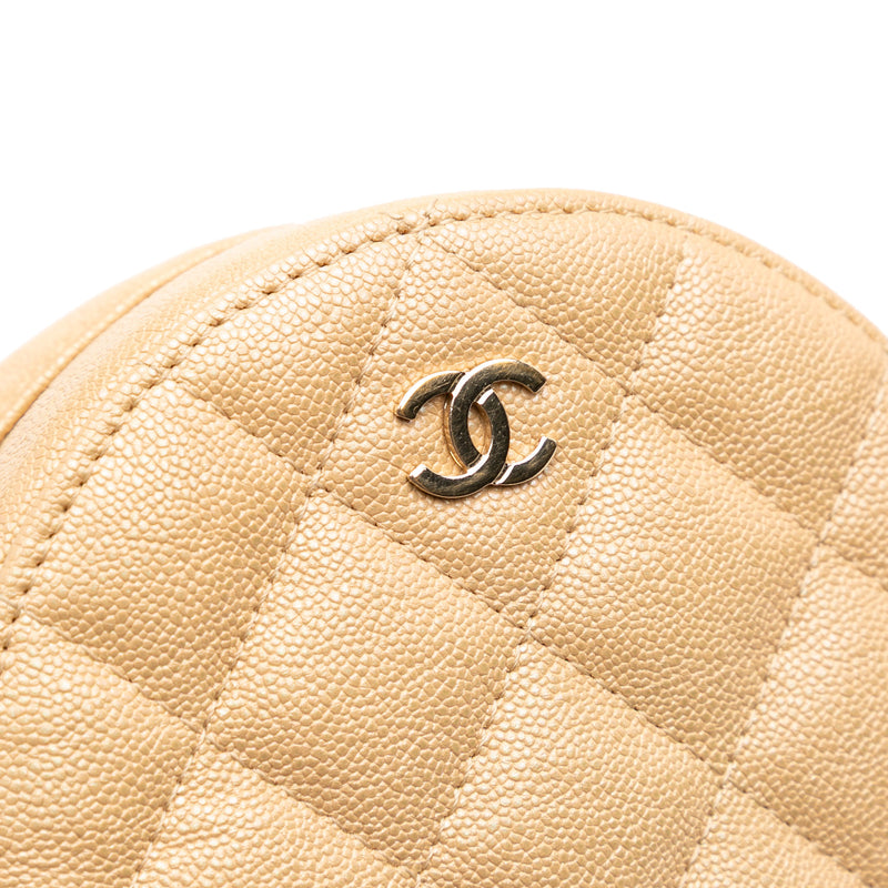 Quilted Caviar Round Clutch With Chain - Image 7