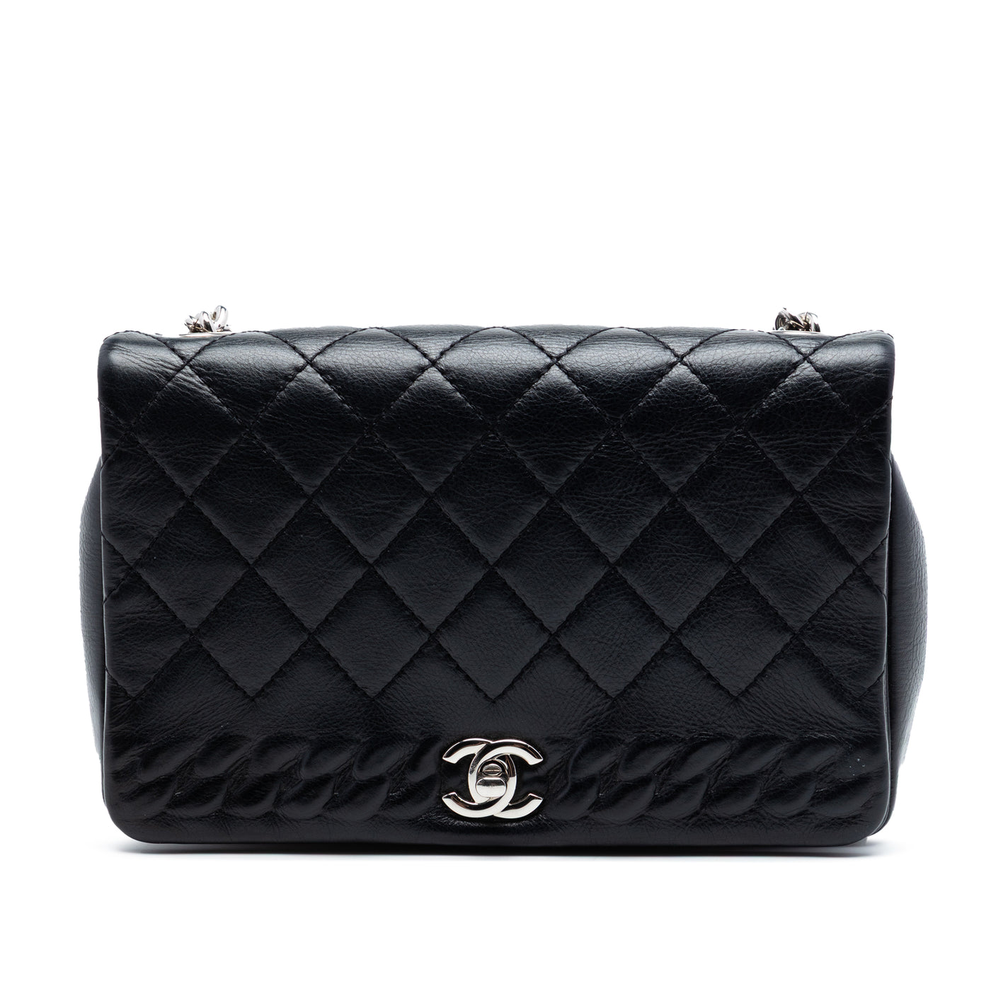 Small CC Quilted Lambskin Embossed Braid Single Flap - Image 1