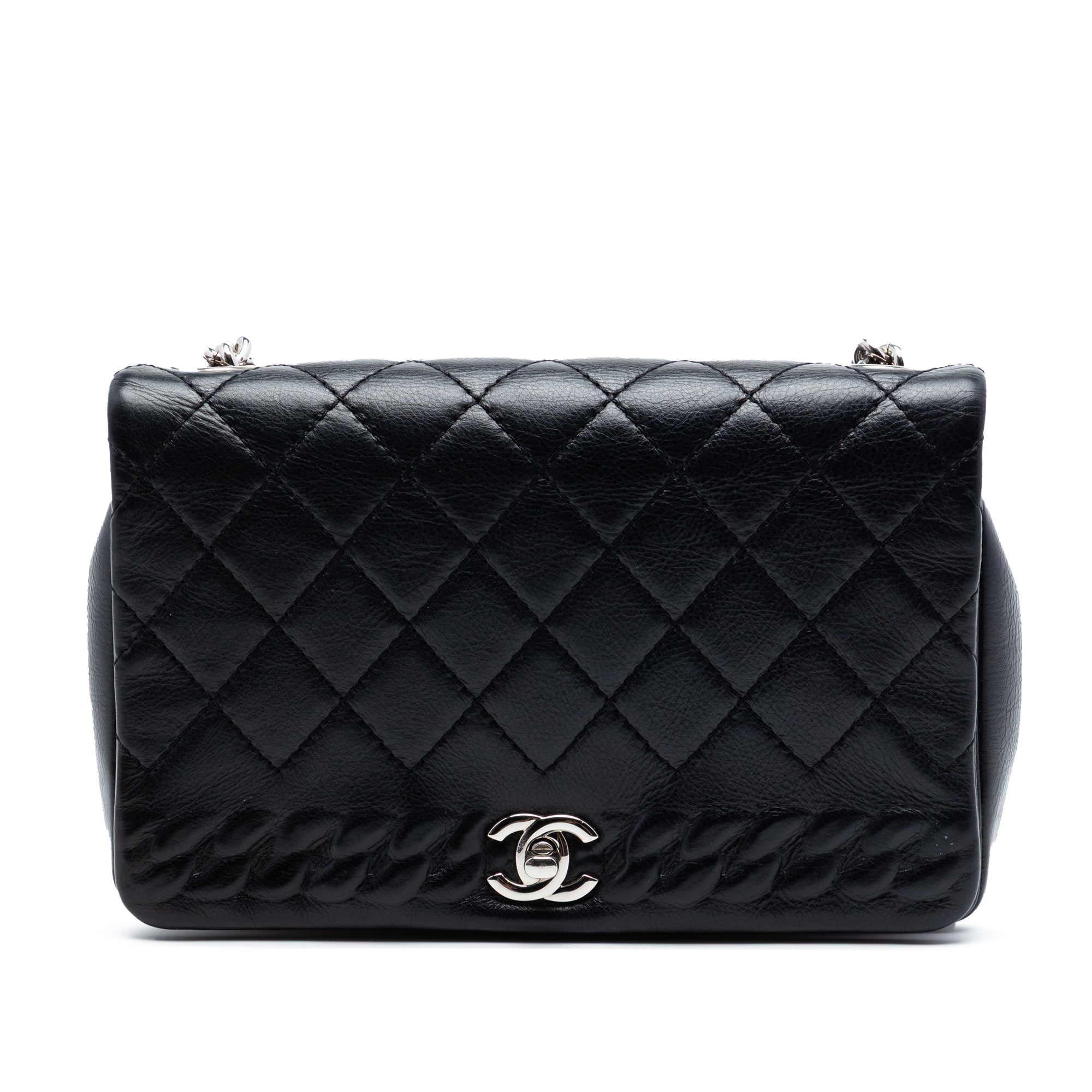 Small CC Quilted Lambskin Embossed Braid Single Flap - Image 1