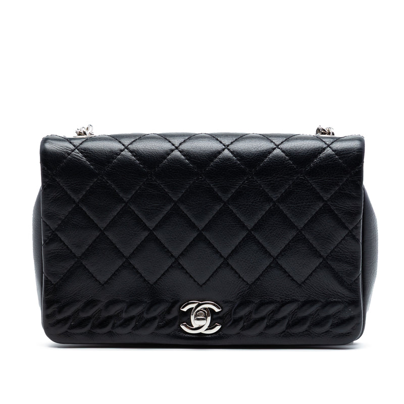 Small CC Quilted Lambskin Embossed Braid Single Flap
