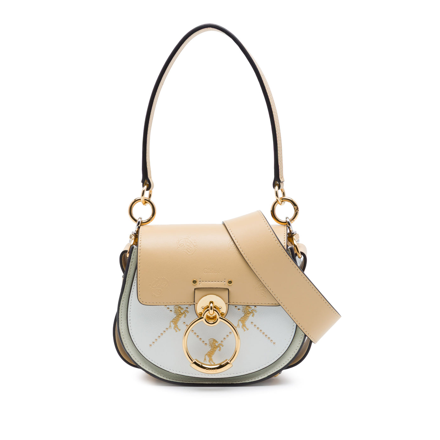 Small Bicolor Leather Little Horses Tess Satchel - Image 1