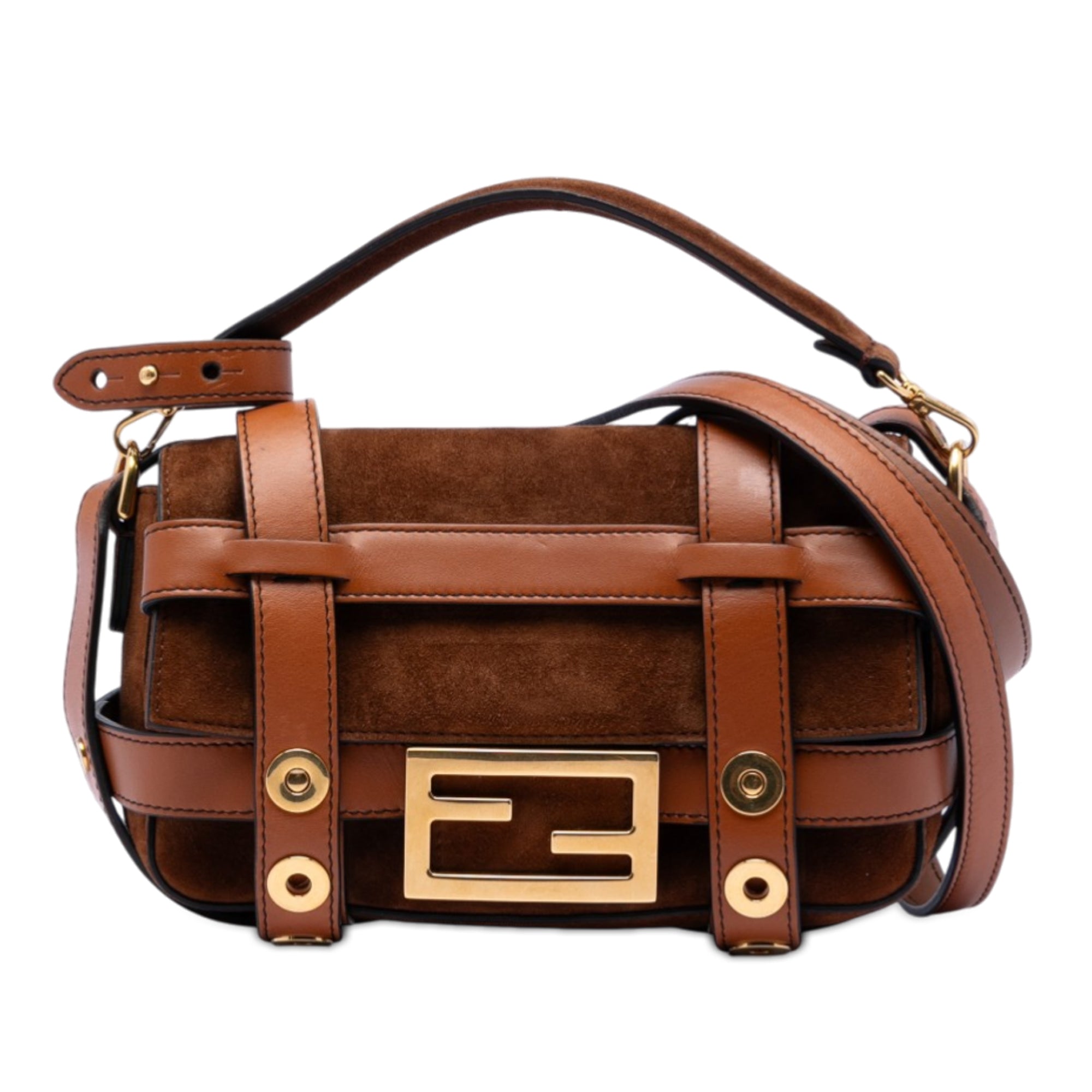 Mini Suede Cage Baguette Satchel - Image 1