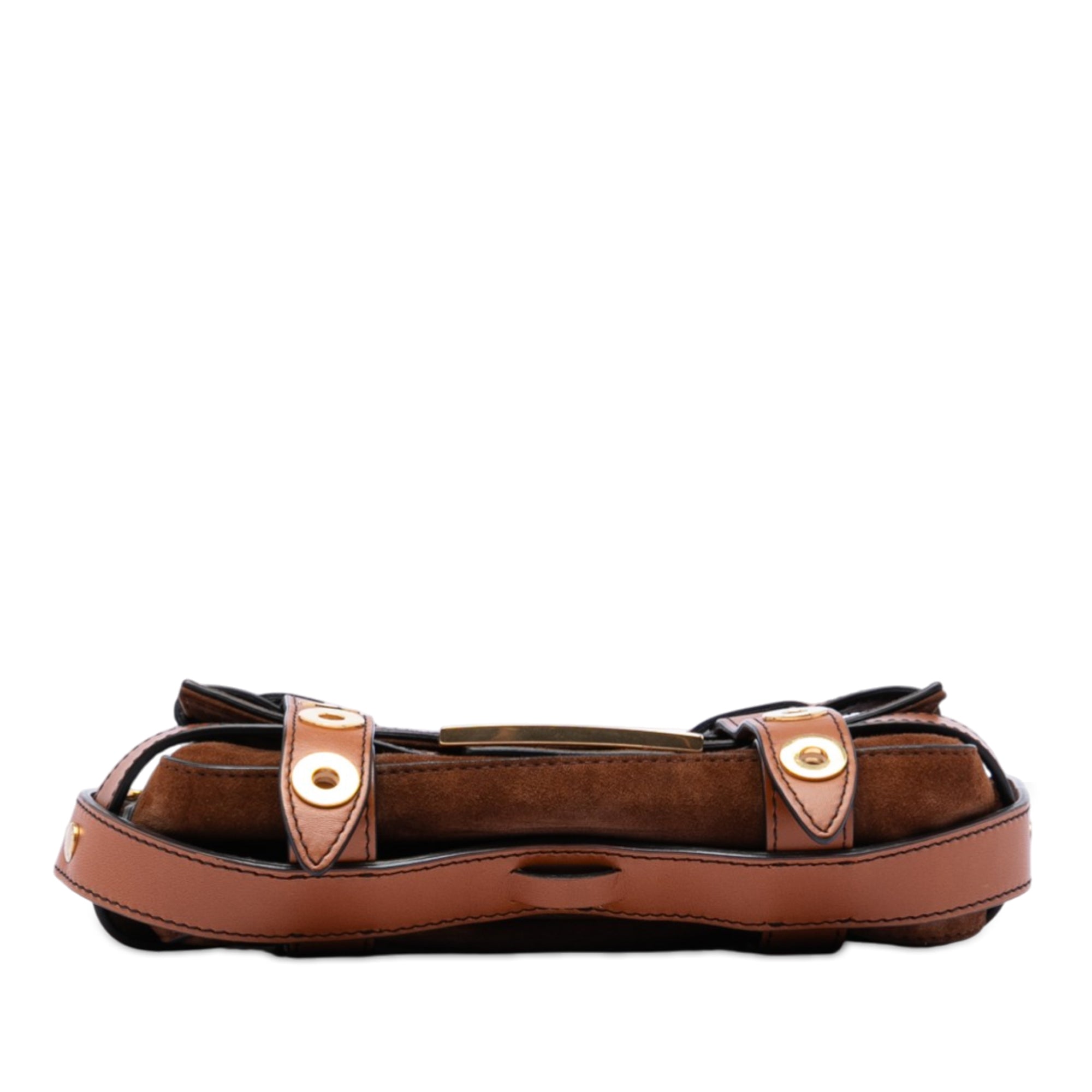 Mini Suede Cage Baguette Satchel - Image 3