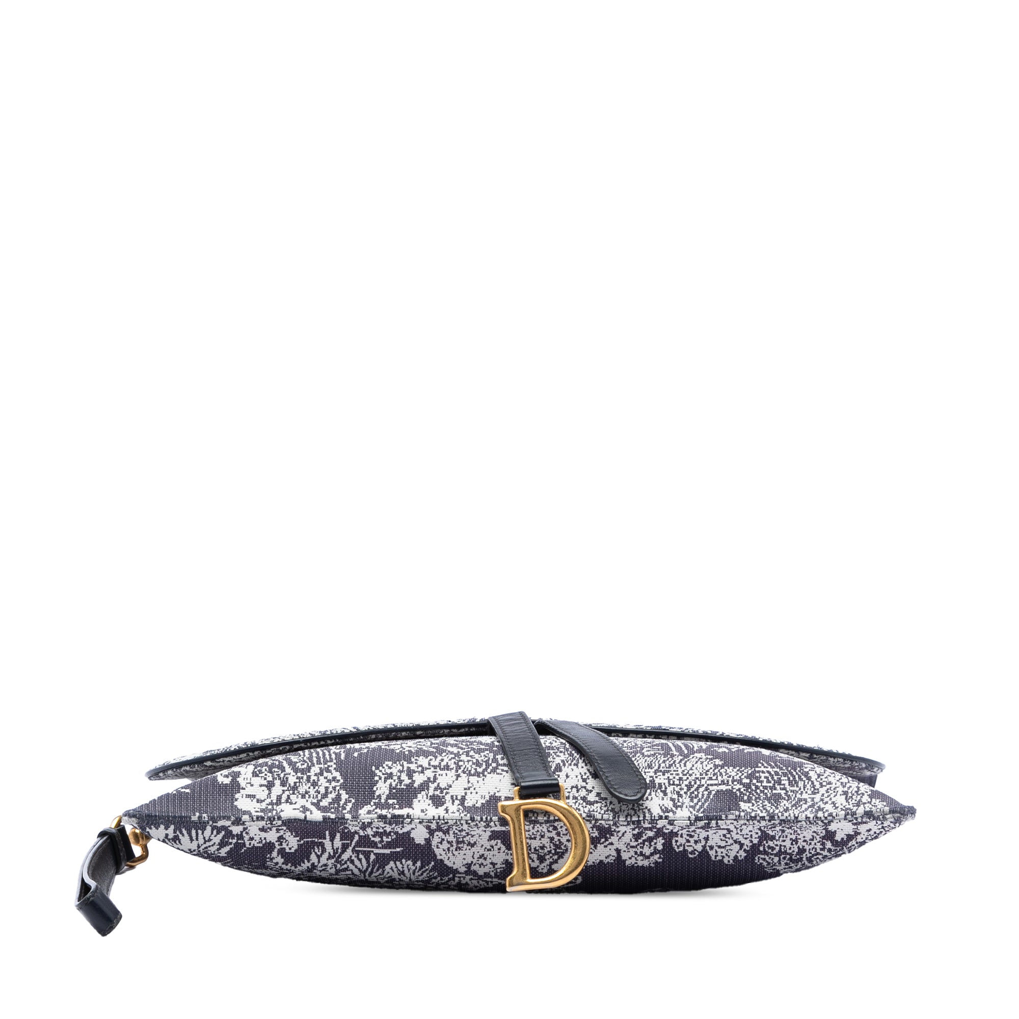 Canvas Embroidered Reverse Toile De Jouy Saddle Pouch - Image 3