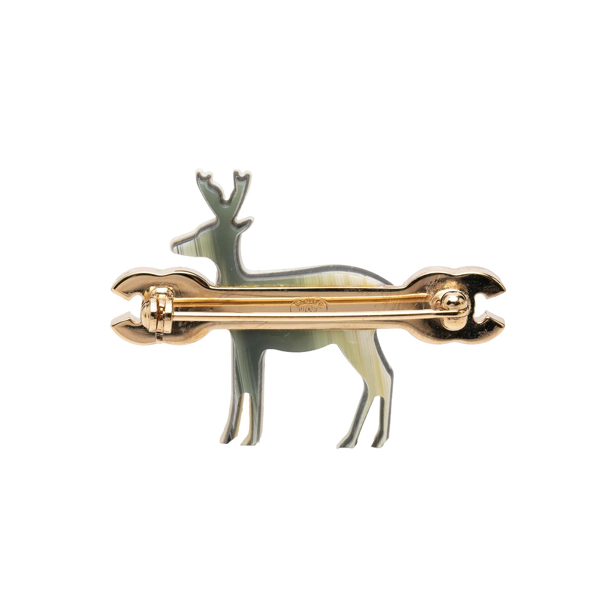 CC Gold Plated and Gradient Resin Reindeer Brooch - Image 2