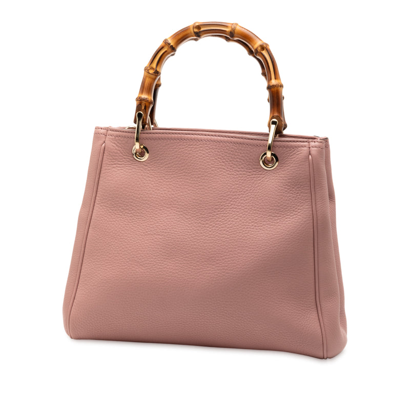 Small Calfskin Bamboo Shopper Satchel - Image 2