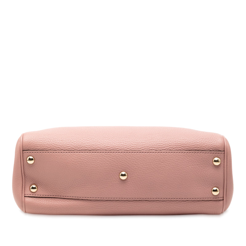 Small Calfskin Bamboo Shopper Satchel - Image 3