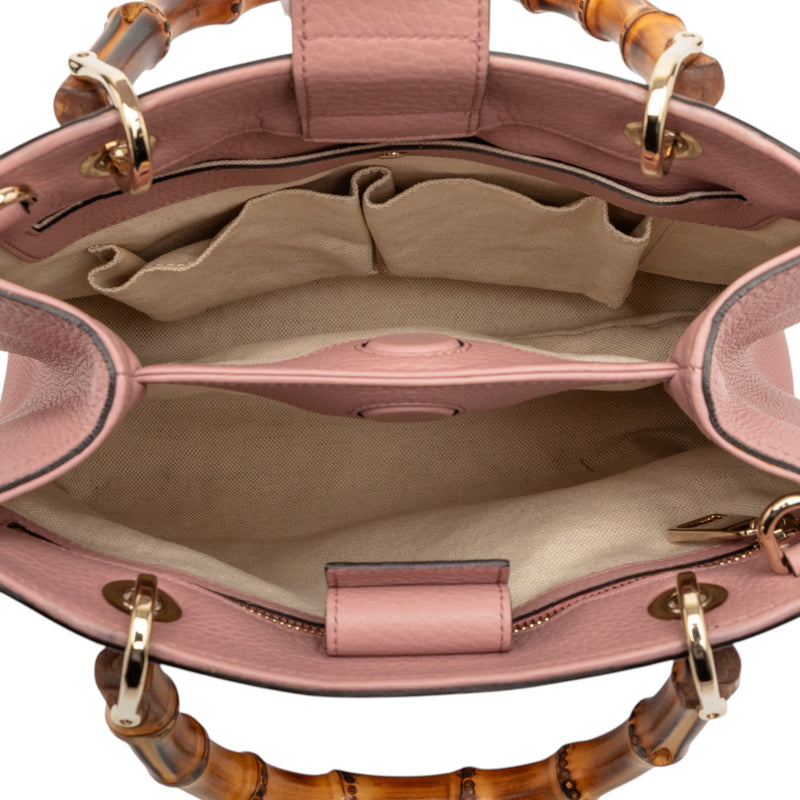 Small Calfskin Bamboo Shopper Satchel - Image 4