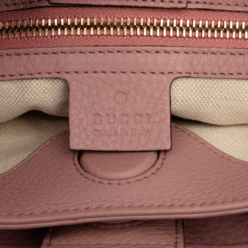 Small Calfskin Bamboo Shopper Satchel - Image 5