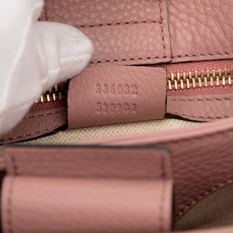 Small Calfskin Bamboo Shopper Satchel - Image 6