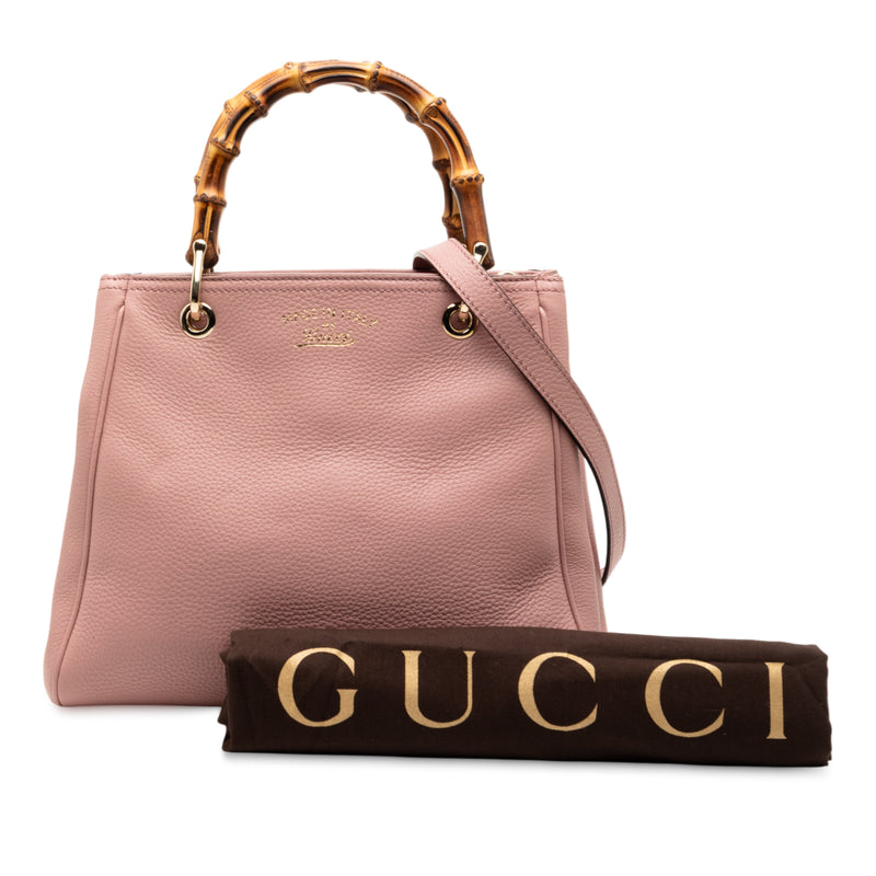 Small Calfskin Bamboo Shopper Satchel - Image 8