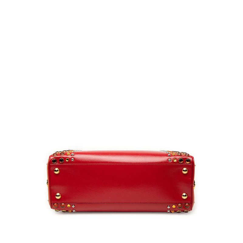 Saffiano Vernice Pyramid Studded Frame Bag - Image 3