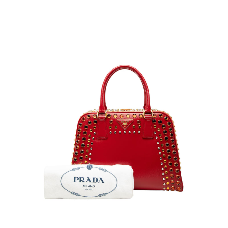 Saffiano Vernice Pyramid Studded Frame Bag - Image 7