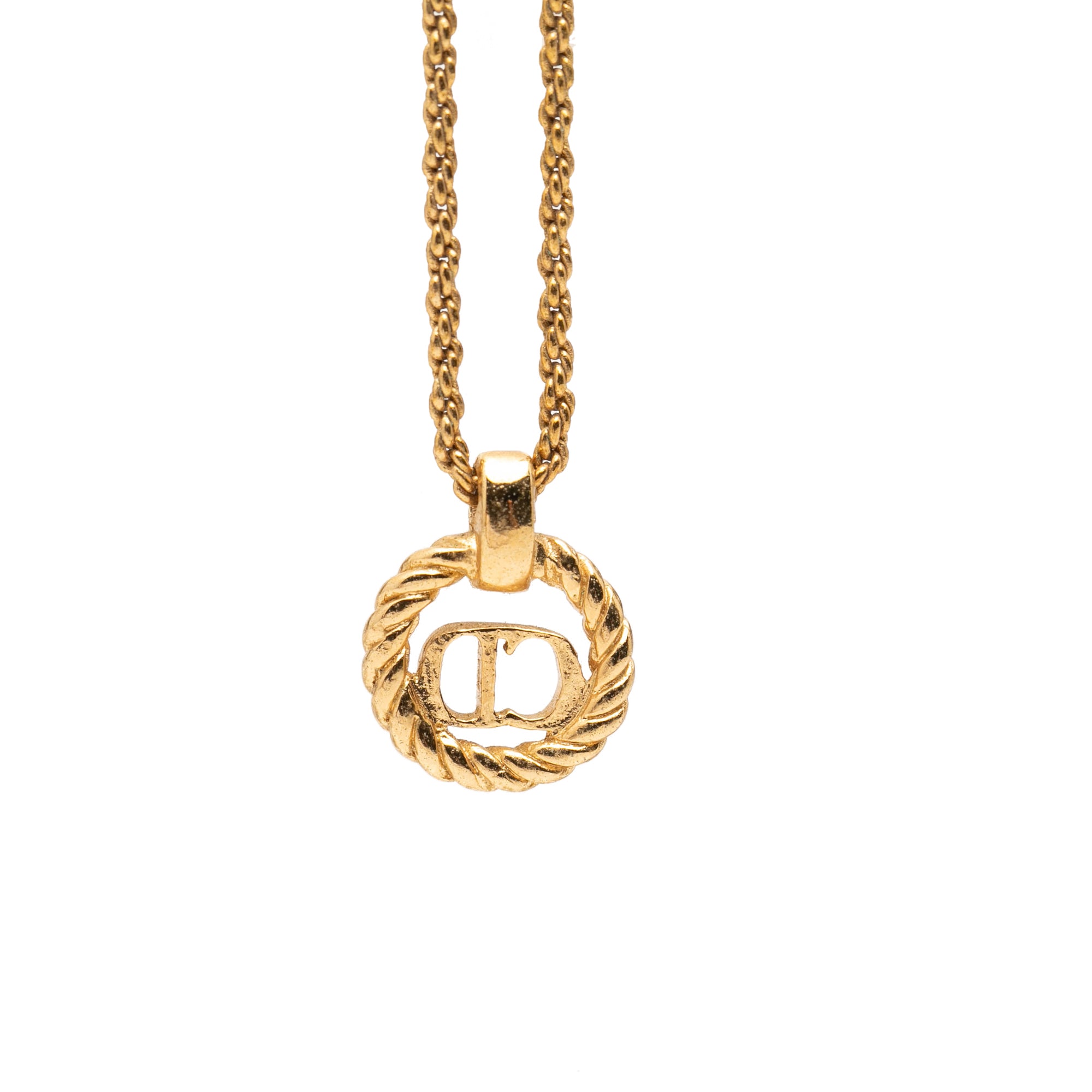 Gold Plated CD Logo Pendant Necklace - Image 2
