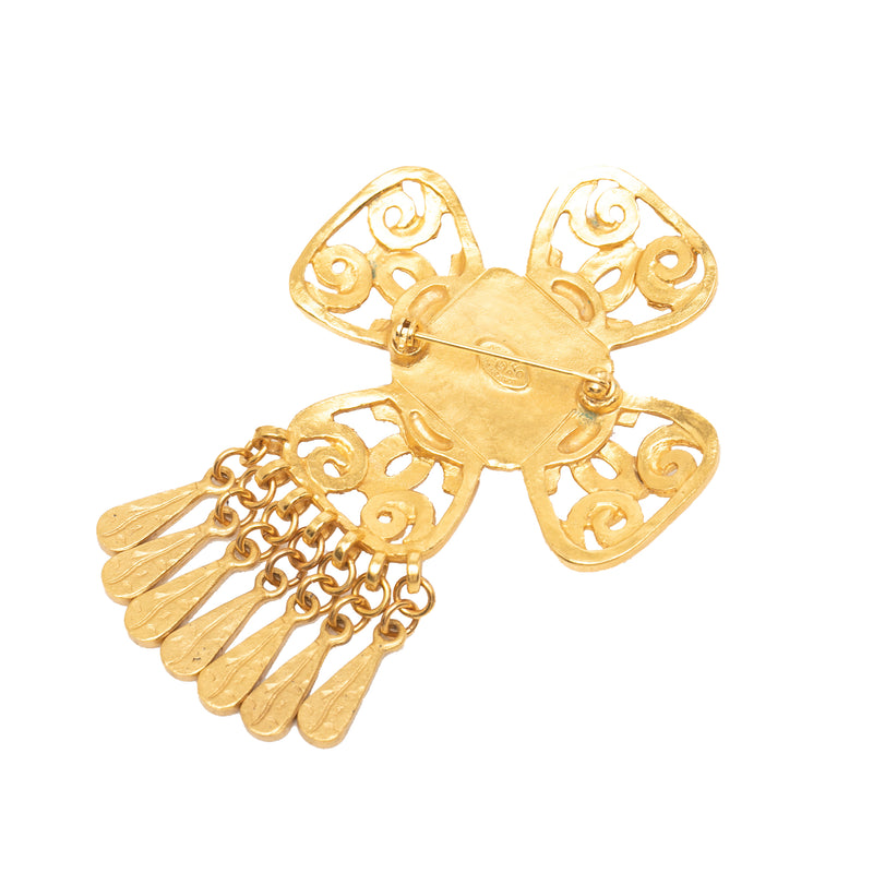 CC Gold Plated Gripoix Flower Pin Brooch - Image 2