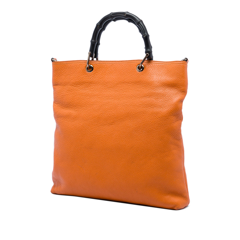 Tall Leather Bamboo Shopper Tote - Image 2