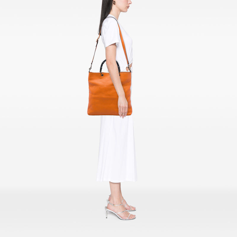 Tall Leather Bamboo Shopper Tote - Image 5