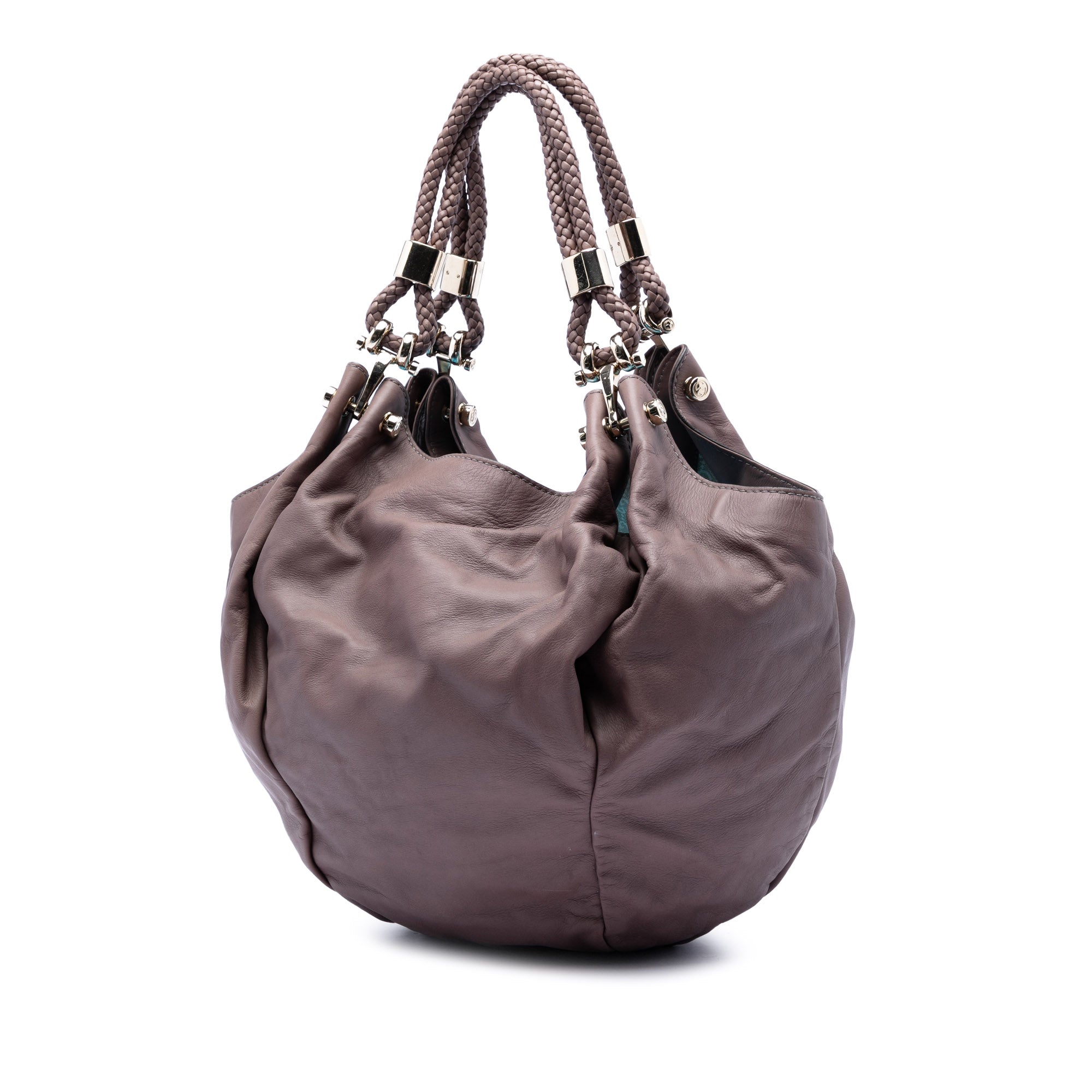 Leather Braided Handle Hobo - Image 2
