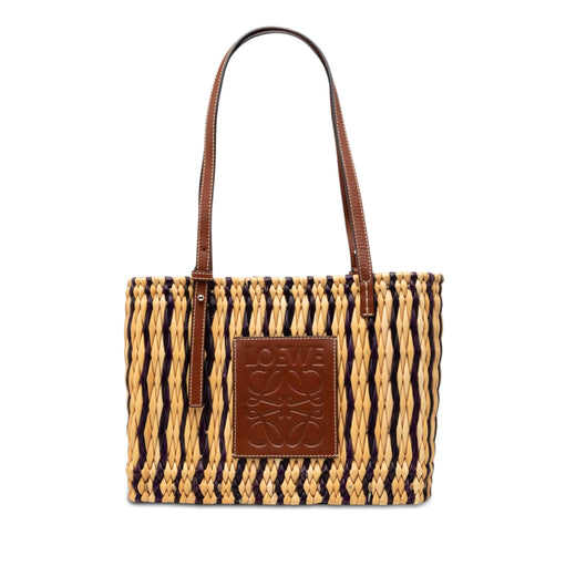 Paulas Ibiza Small Raffia Anagram Square Basket Tote - Image 1