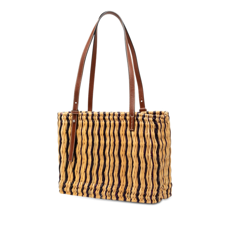 Paulas Ibiza Small Raffia Anagram Square Basket Tote - Image 2