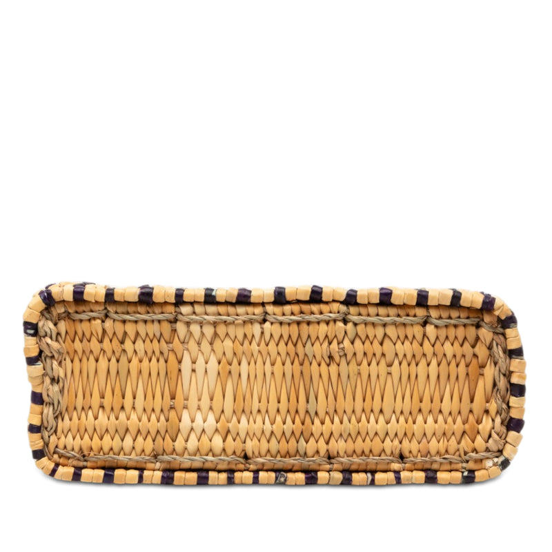Paulas Ibiza Small Raffia Anagram Square Basket Tote - Image 3
