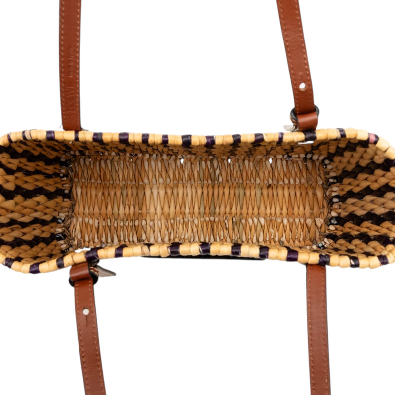 Paulas Ibiza Small Raffia Anagram Square Basket Tote - Image 4