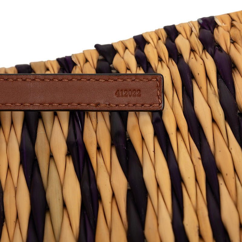 Paulas Ibiza Small Raffia Anagram Square Basket Tote - Image 5