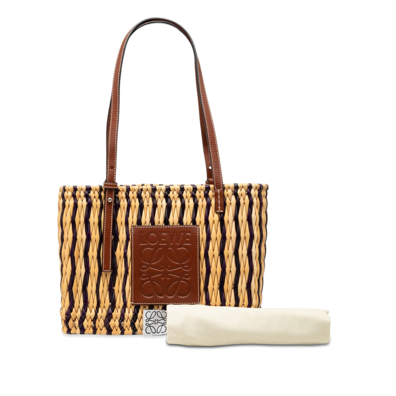Paulas Ibiza Small Raffia Anagram Square Basket Tote - Image 8