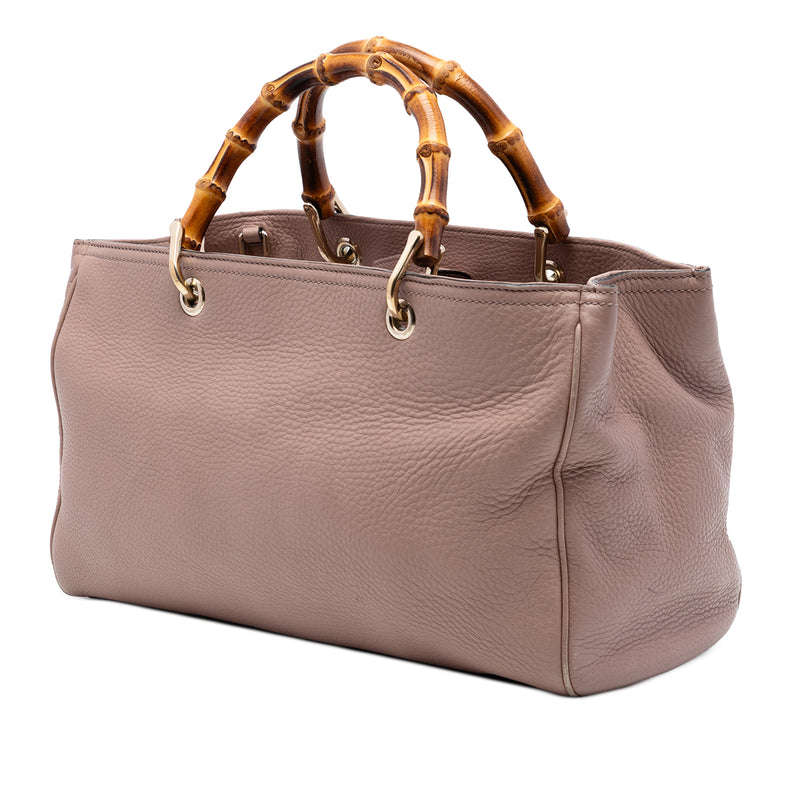 Medium Calfskin Bamboo Shopper Satchel - Image 2