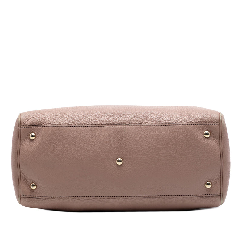 Medium Calfskin Bamboo Shopper Satchel - Image 3