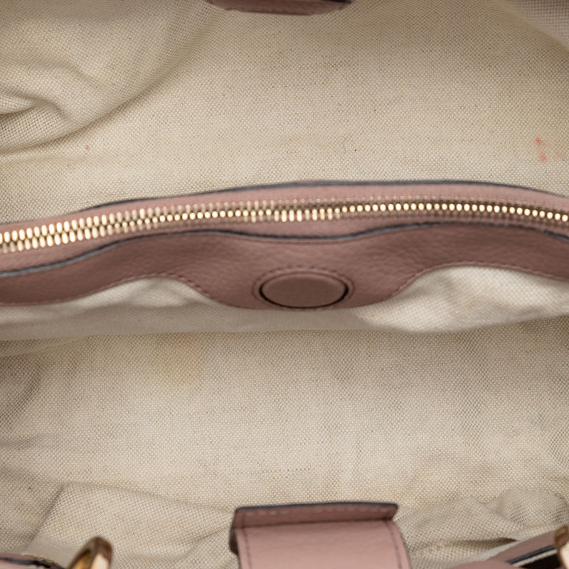 Medium Calfskin Bamboo Shopper Satchel - Image 4