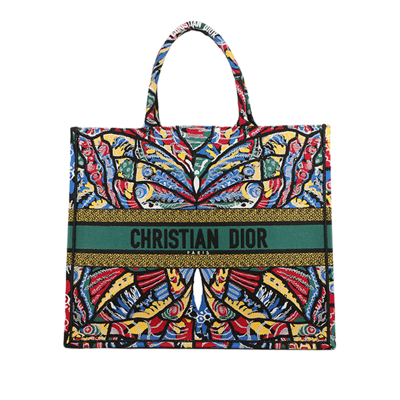 Large Embroidered Canvas Butterfly Book Tote - Image 1