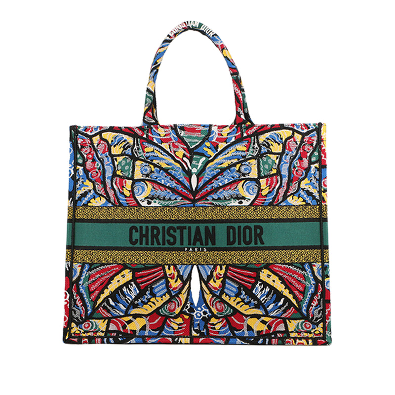 Large Embroidered Canvas Butterfly Book Tote