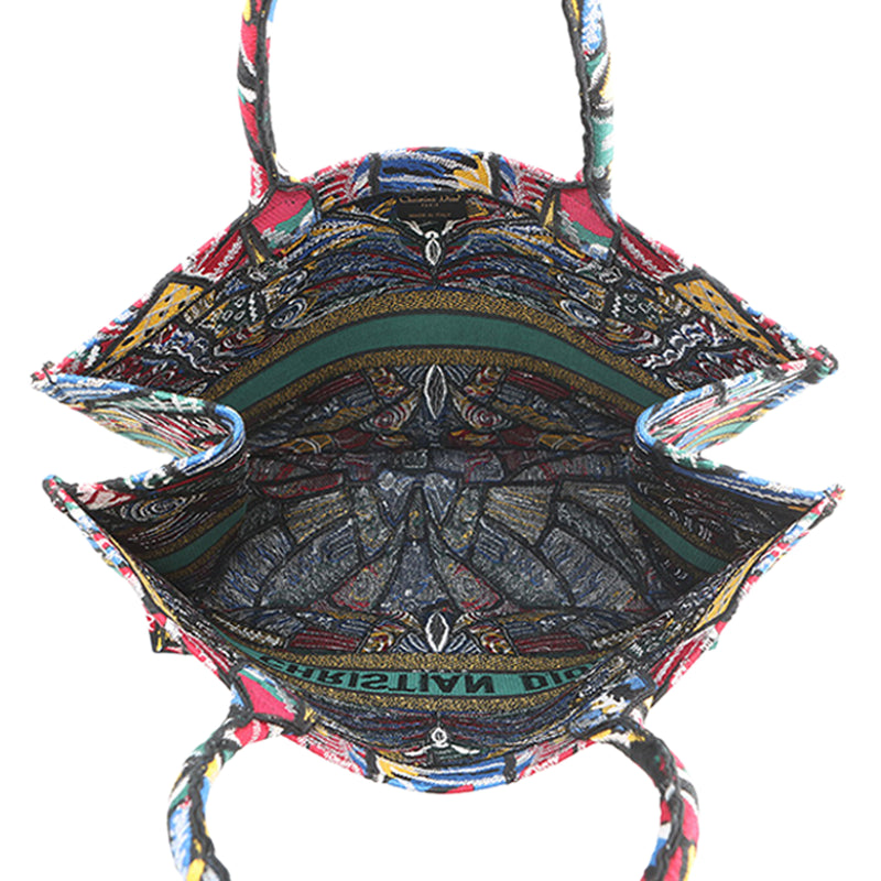 Large Embroidered Canvas Butterfly Book Tote - Image 4