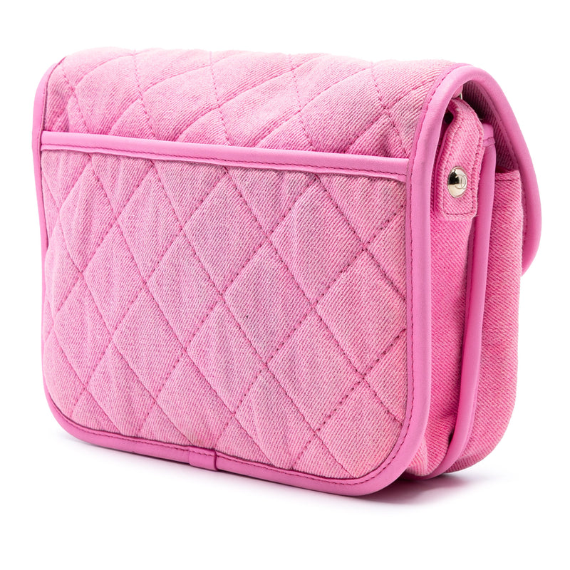 Small CC Quilted Denim Messenger Flap - Image 2