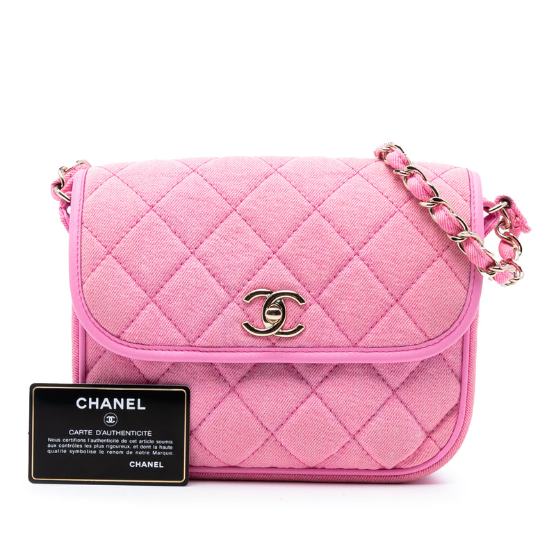 Small CC Quilted Denim Messenger Flap - Image 8