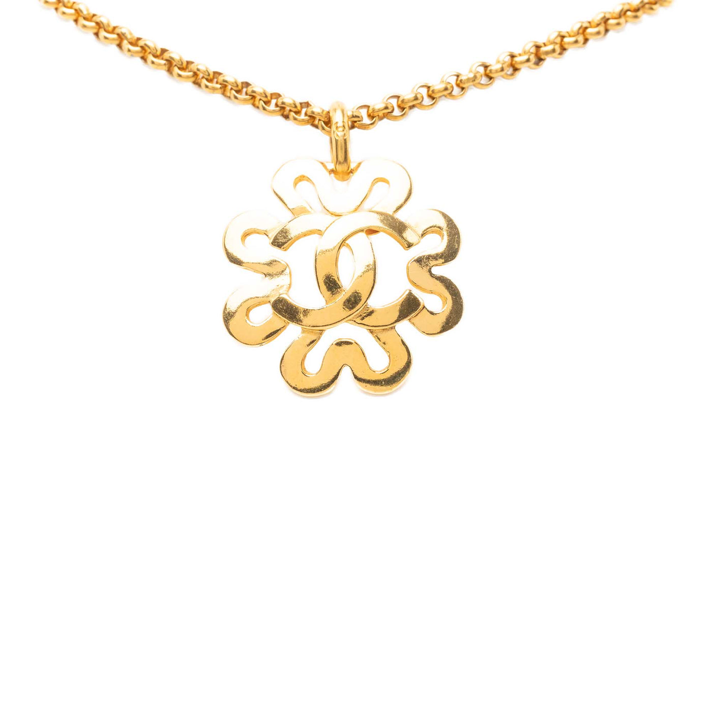 CC Gold Plated Flower Pendant Necklace - Image 1