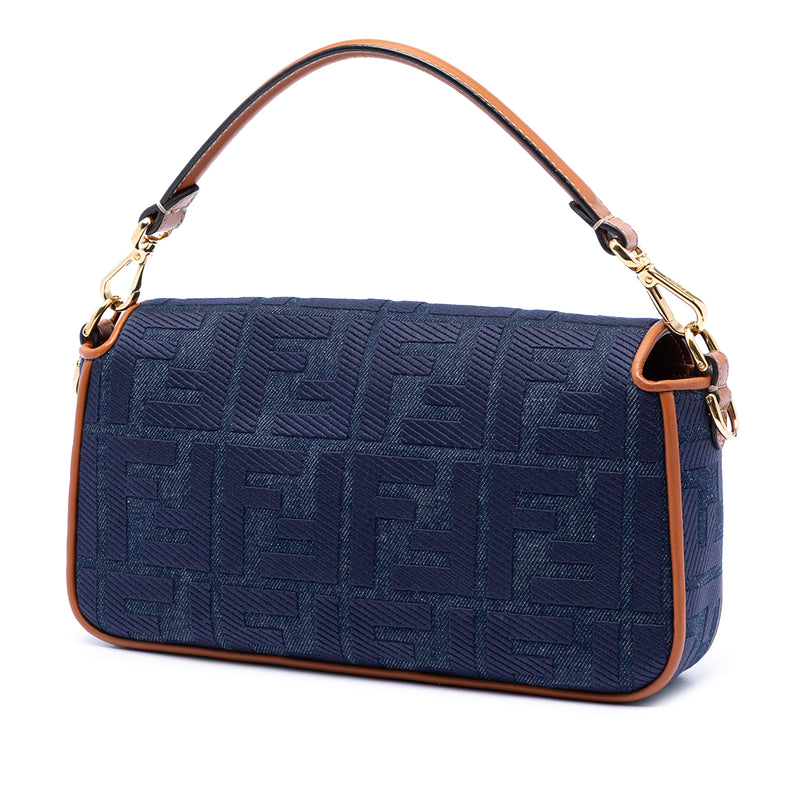 Zucca Embroidered Denim Baguette Satchel - Image 2