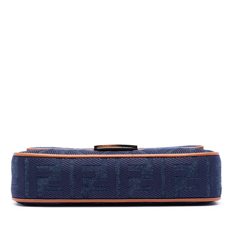 Zucca Embroidered Denim Baguette Satchel - Image 3