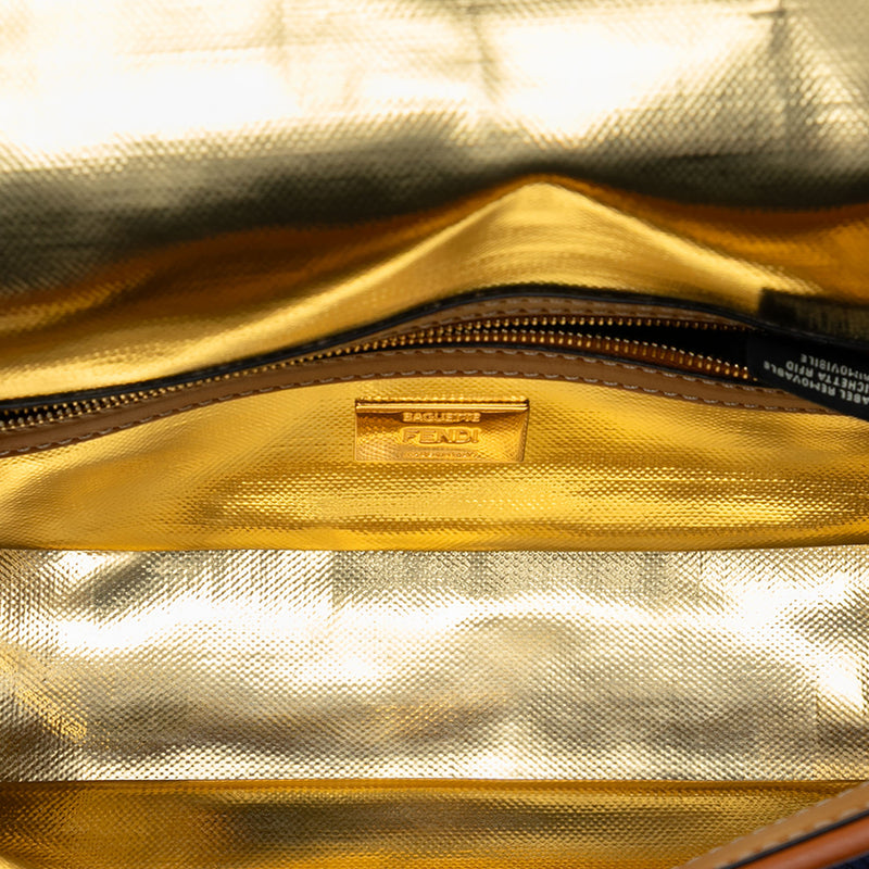 Zucca Embroidered Denim Baguette Satchel - Image 4