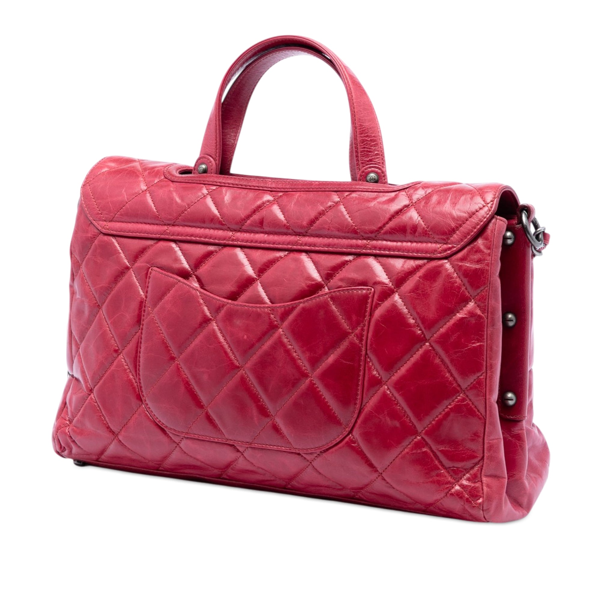 Quilted Glazed Calfskin Convertible Boy Top Handle Bag - Image 2