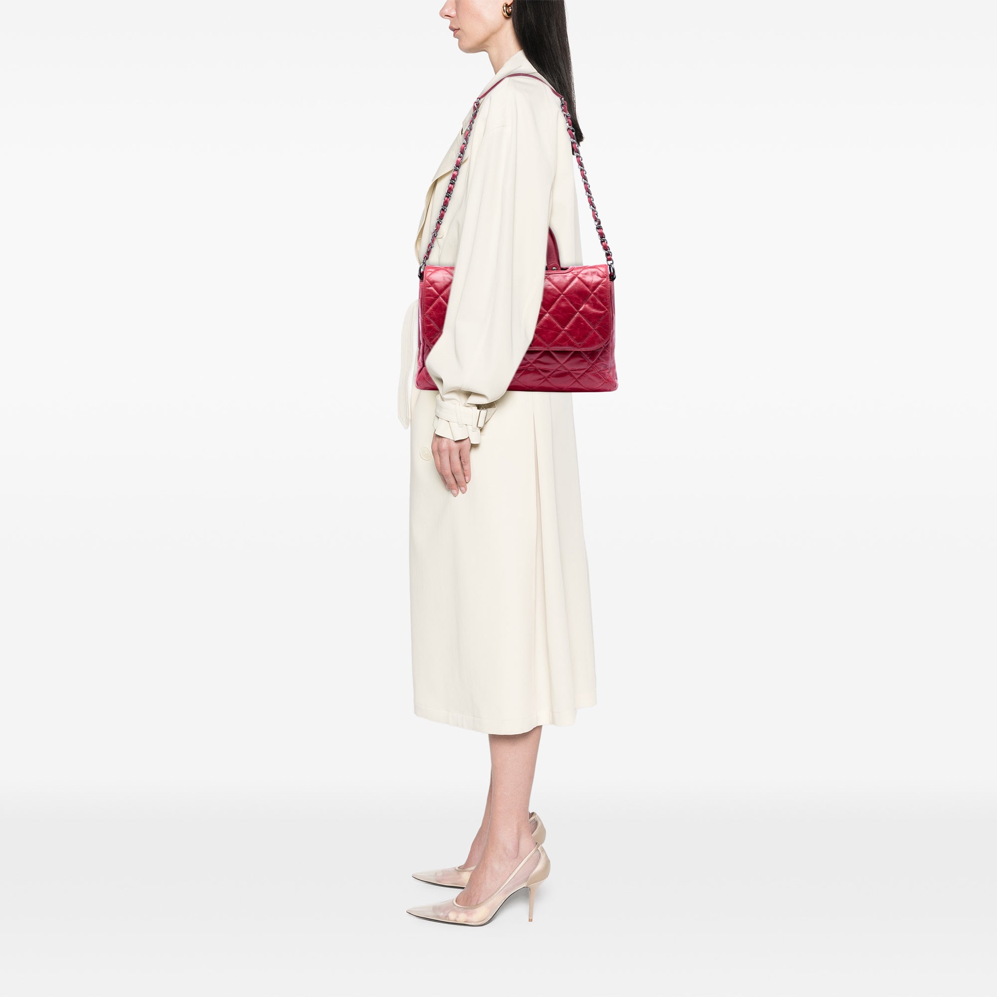 Quilted Glazed Calfskin Convertible Boy Top Handle Bag - Image 6
