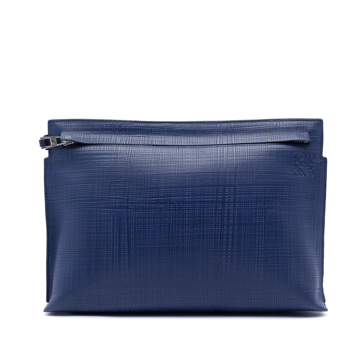 Large Linen Embossed Calfskin Anagram T Pouch - Image 1