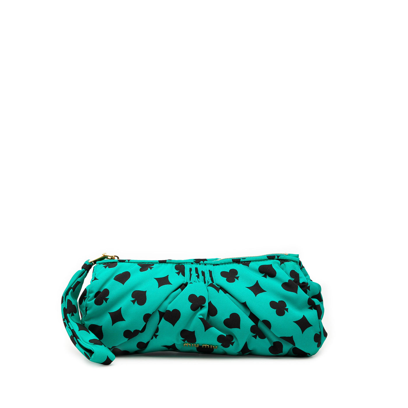 Pleated Nylon Playing Card Print Clutch - Image 1