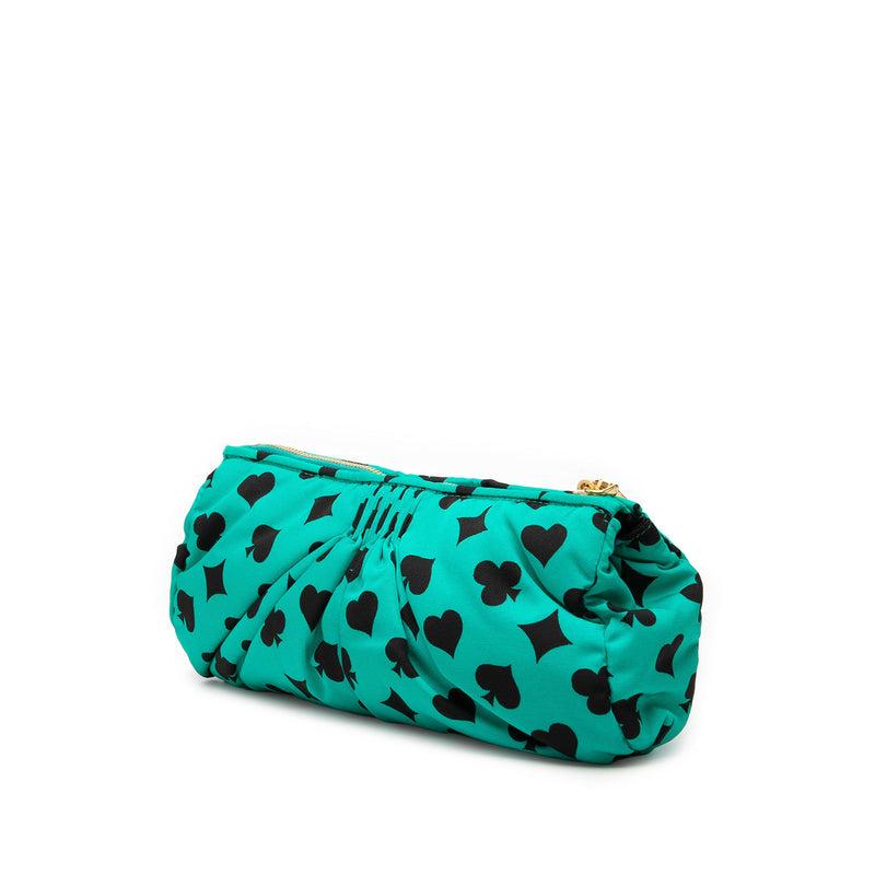 Pleated Nylon Playing Card Print Clutch - Image 2