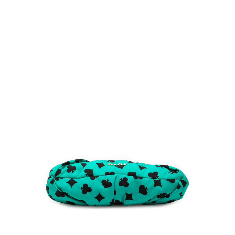 Pleated Nylon Playing Card Print Clutch - Image 3